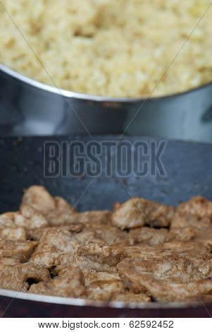 Cooking Pork Tenderlion And Rice
