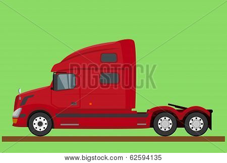 Red american truck cabin isolated