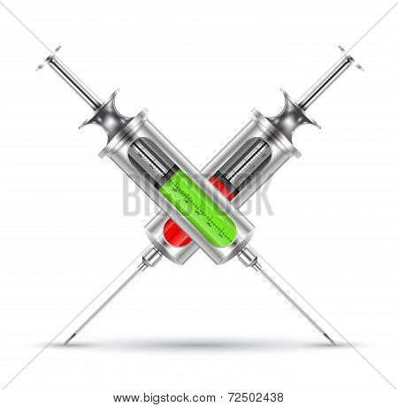 Medical syringe realistic. vector illustration.