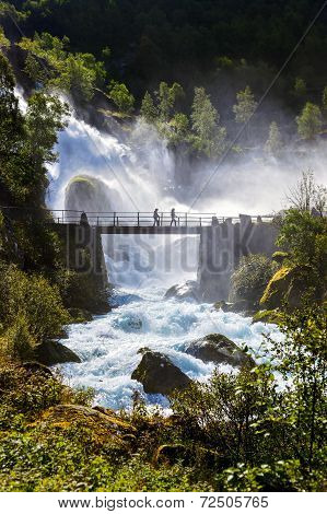 Waterfall Near Briksdal Glacier - Norway