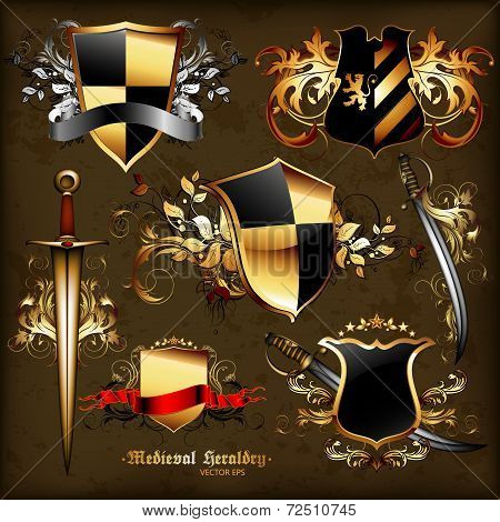 Set of medieval heraldry