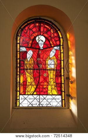 New stained glass windows of the church in Litovel