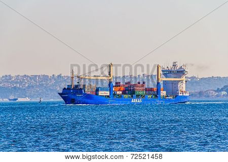 Ship Arkas sails Bosphorus