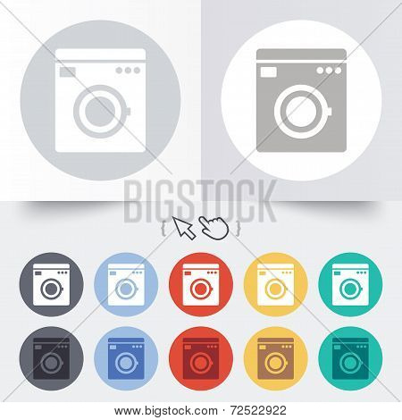 Washing machine icon. Home appliances symbol.