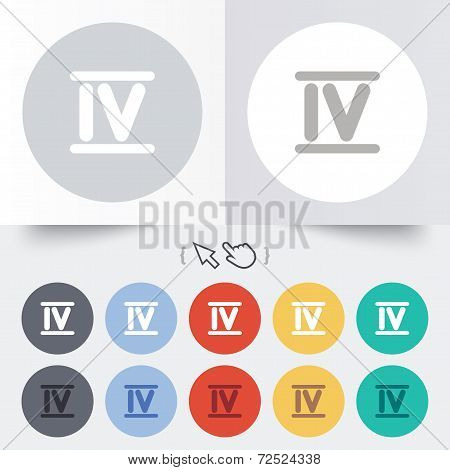 Roman numeral four icon. Roman number four sign.