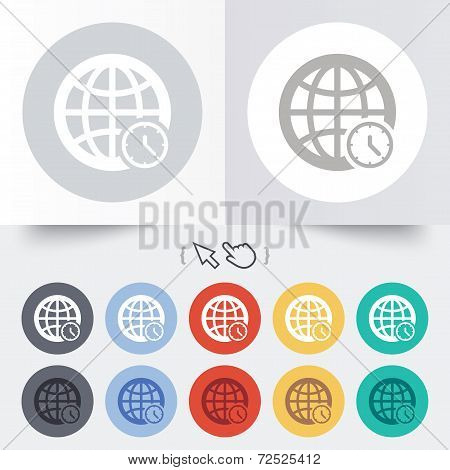 World time sign icon. Universal time symbol.