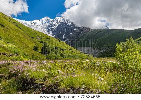 Beautiful Landscape With Caucasus Mountains. Upper Svaneti. Georgia