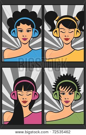 girl with headphones set
