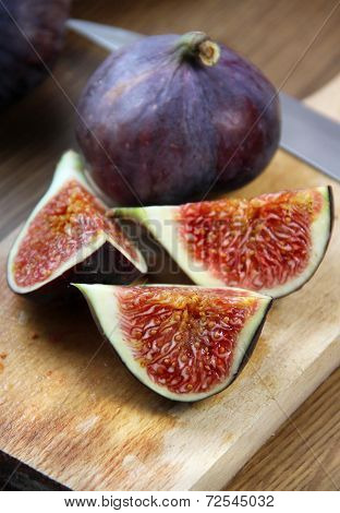 Beautiful Ripe Fresh Pulpy Figs On The Table