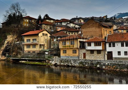 Sarajevo Old Town Cityscape by the river