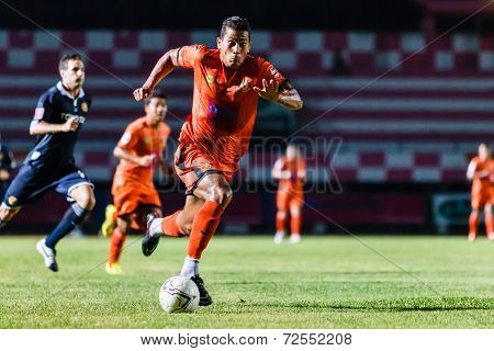 Sisaket Thailand-september 21: David Bala Of Sisaket Fc. In Action During Friendly Match Between Sis