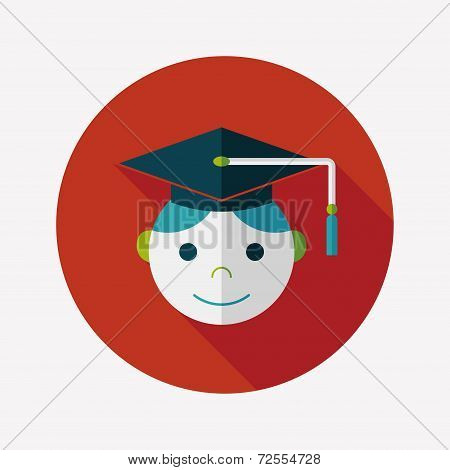 Graduation Man Flat Icon With Long Shadow,eps10