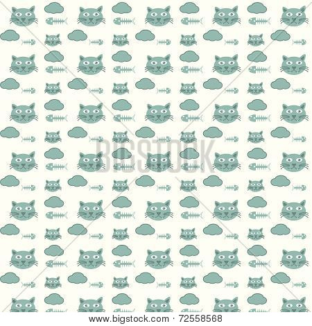 Seamless Vector Pattern Cats And Fishbones