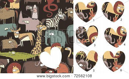 Animals Match Pieces, Visual Game. Solution In Hidden Layer!