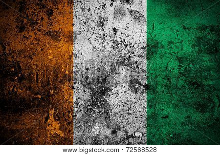 Grunge Flag Of Cote D'ivoire With Capital In Yamoussoukro