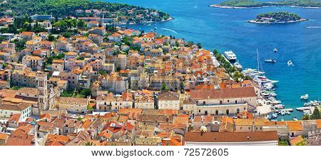 Hvar Old Historic Center Aerial View