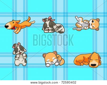 cute dogs with seamless pattern