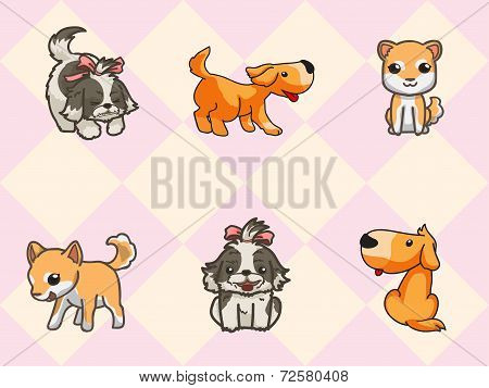 cute dogs with seamless pattern