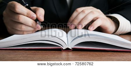 Writer Writes A Pen On Paper Work