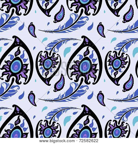 Beautiful peacock Feathers. Seamless background.