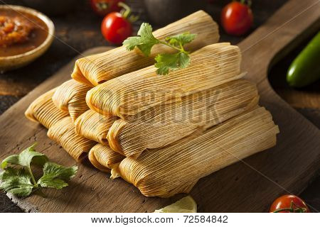 Homemade Corn And Chicken Tamales