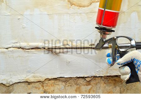 Wall Repair By Construction Foam