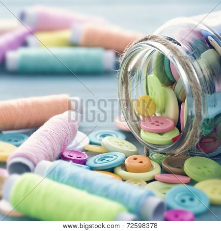 Multicolored Buttons And Spools Of Thread4
