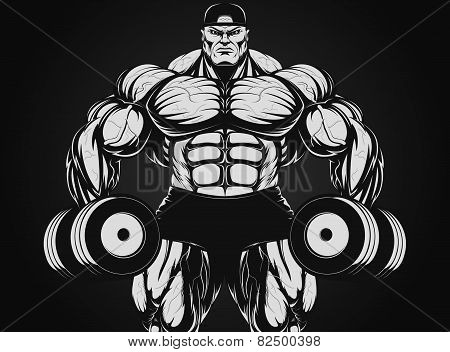 Bodybuilder with dumbbell