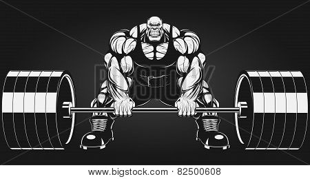 Bodybuilder with a barbell