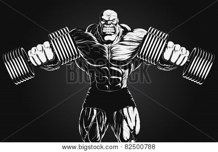 Bodybuilder with dumbbell