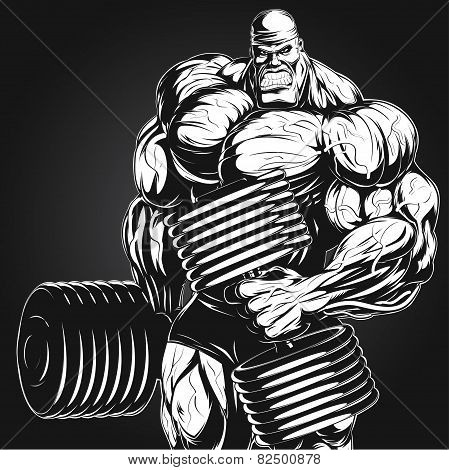 Bodybuilder with dumbbell