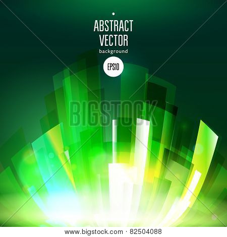 Abstract Growing Green Wave At Dark Background