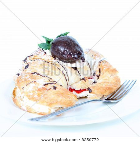 Cream Filled Croissant With Chocolate Strawberry