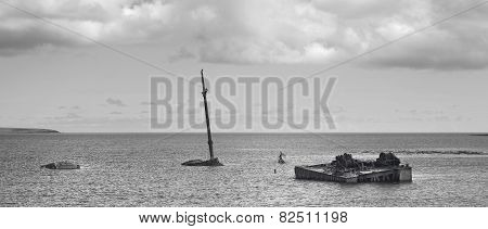 Shipwreck In Churchill Barriers. Skapa Flow. Orkney. Scotland