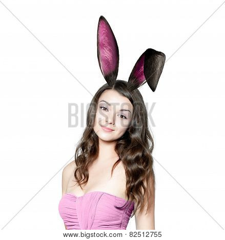 Beautiful Young Woman As Easter Bunny