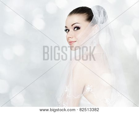 Beautiful Brunette Woman As Bride