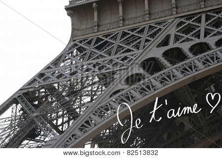 Composite image showing je taime by eiffel tower