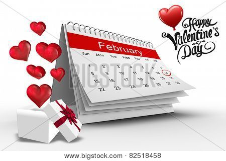 red circle against hearts flying from box