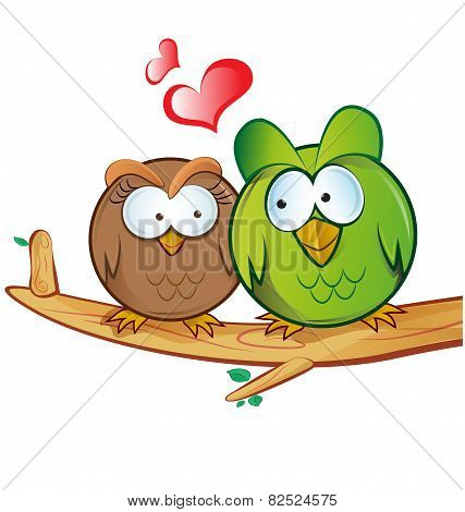 owl Cartoon In Love
