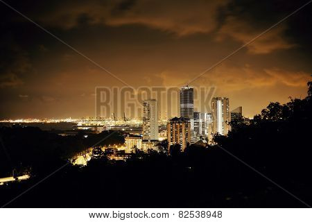 Singapore architecture and urban cityscape night view