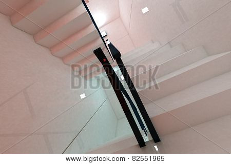 Reflective Emergency Staircase in Modern Building