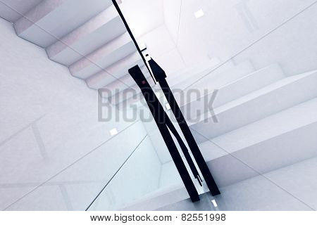 Reflective Emergency Staircase in Modern Building