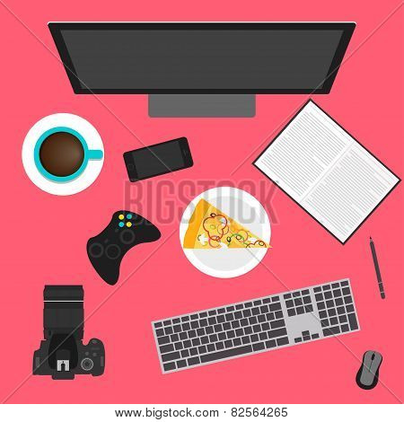Objects Used In Everyday Life Of Modern People. Flat Style.