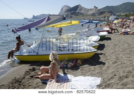 Attraction - Water Bikes In Sudak In The Crimea