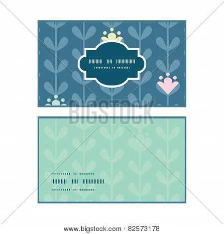 Vector blloming vines stripes horizontal frame pattern business cards set