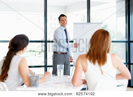 Businessman doing a presentaion in front of his collegues