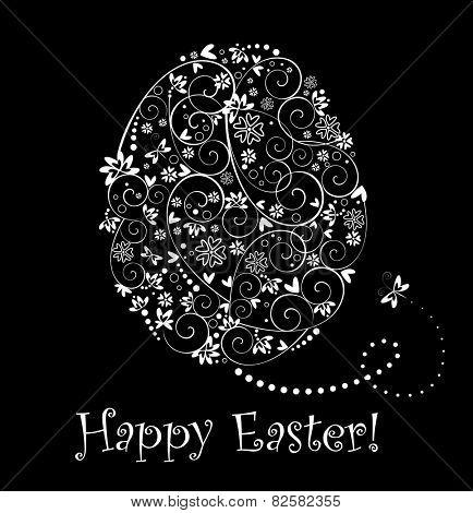 Easter greeting card with curled decorative egg