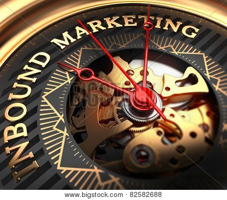 Inbound Marketing on Black-Golden Watch Face.