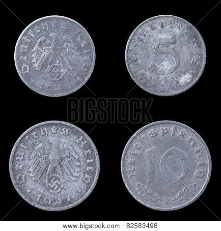 Obverse and Reverse of Two German Coins.