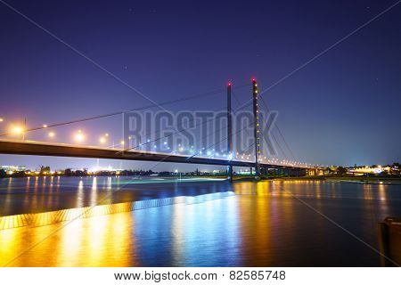 DUSSELDORF - SEP 16: Dusseldorf at night on September 16, 2014 in Dusseldorf, Germany. Dusseldorf is the capital city of the German state of North Rhine-Westphalia
